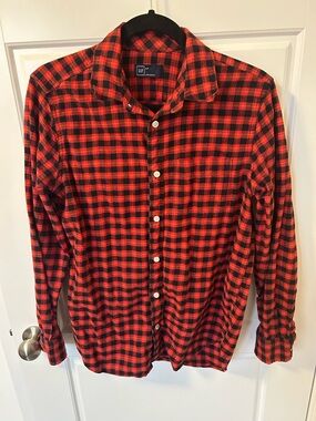 GAP Red and Black Plaid Button-Down Shirt